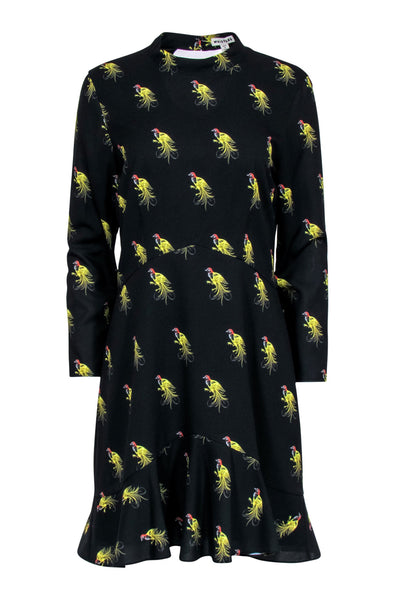Current Boutique-Whistles - Black Bird Print Midi Dress Sz M