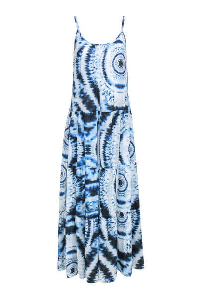 Current Boutique-W by Worth - Blue & White Tie-Dye Print Sleeveless A-Line Maxi Dress Sz 8