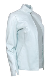 Current Boutique-Worth - Mint Green Smooth Leather High Collar Jacket Sz 2