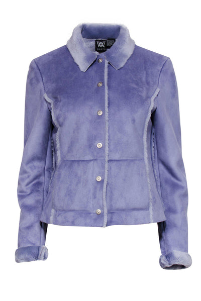 Current Boutique-W by Worth - Lavender Faux Suede & Fur Trim Jacket Sz 4