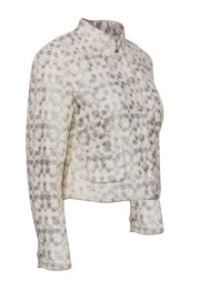 Current Boutique-Worth New York - Cream & Silver Floral Textured Button-Up Jacket Sz 8