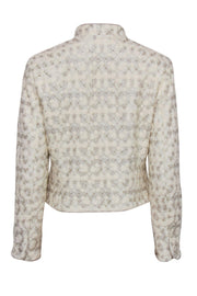 Current Boutique-Worth New York - Cream & Silver Floral Textured Button-Up Jacket Sz 8