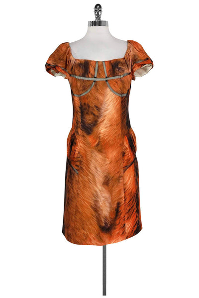 Current Boutique-Wunderkind - Orange Fur Print Dress Sz 8