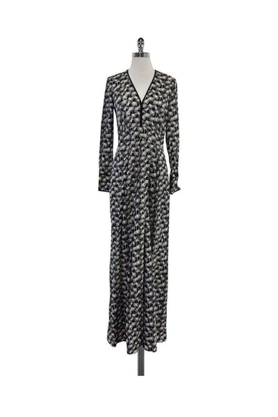 Current Boutique-Yigal Azrouel - Black & White Deep V Palm Tree Gown Sz 4