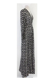 Current Boutique-Yigal Azrouel - Black & White Deep V Palm Tree Gown Sz 4