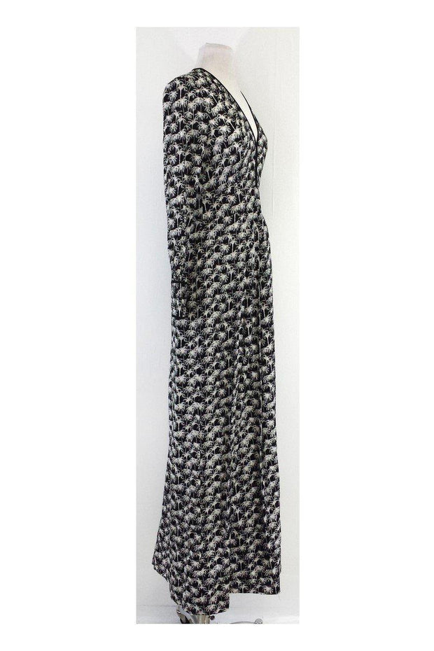 Current Boutique-Yigal Azrouel - Black & White Deep V Palm Tree Gown Sz 4