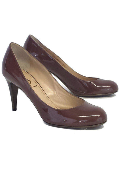 Current Boutique-Yves Saint Laurent - Taupe Patent Leather Heels Sz 5.5