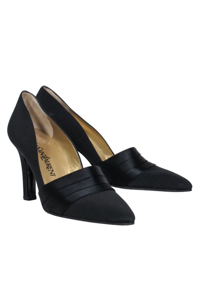 Current Boutique-Yves Saint Laurent - Black Pointed Toe Pump w/ Pleated Detail Sz 7.5