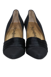 Current Boutique-Yves Saint Laurent - Black Pointed Toe Pump w/ Pleated Detail Sz 7.5