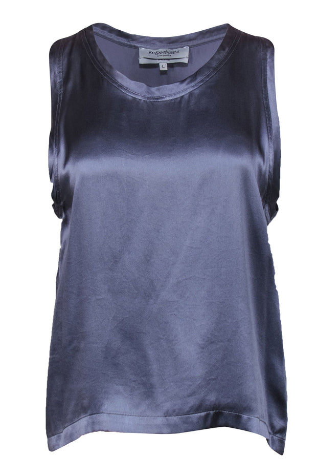 Current Boutique-Yves Saint Laurent - Blueish Grey Silky Tank Sz L