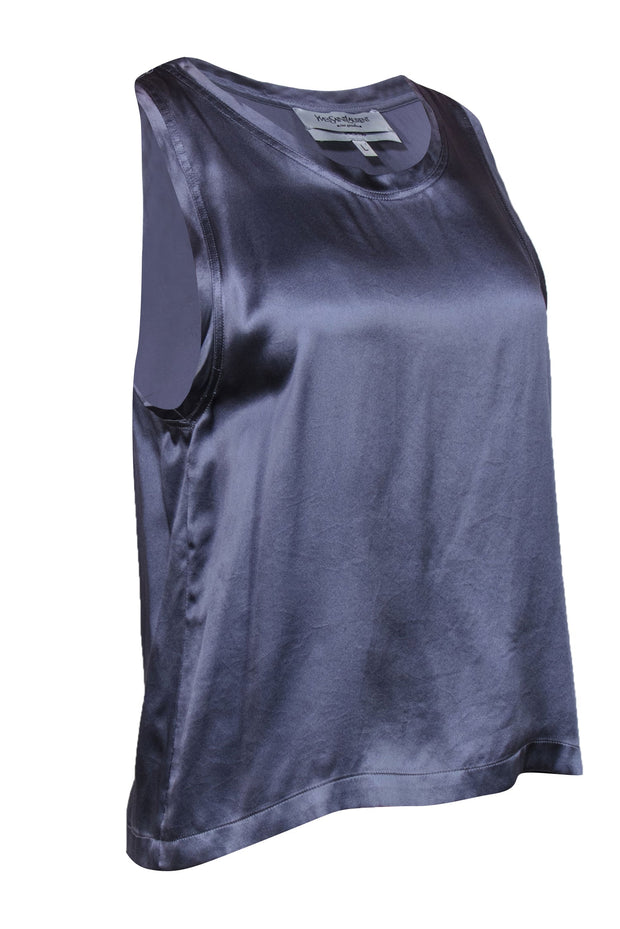 Current Boutique-Yves Saint Laurent - Blueish Grey Silky Tank Sz L