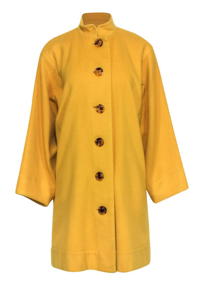 Current Boutique-Yves Saint Laurent - Yellow Button-Up Longline Coat Sz 2