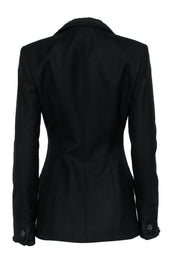 Current Boutique-Yves Saint Laurent - Black Crinkled Ruched Wool Jacket Sz 6
