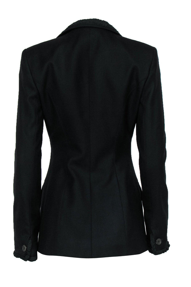 Current Boutique-Yves Saint Laurent - Black Crinkled Ruched Wool Jacket Sz 6