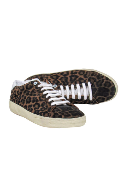 Current Boutique-Saint Laurent - Brown Leopard Print Lace-Up Sneakers Sz 11