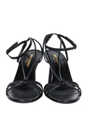 Current Boutique-Saint Laurent - Black Leather Strappy Heeled Sandals Sz 8