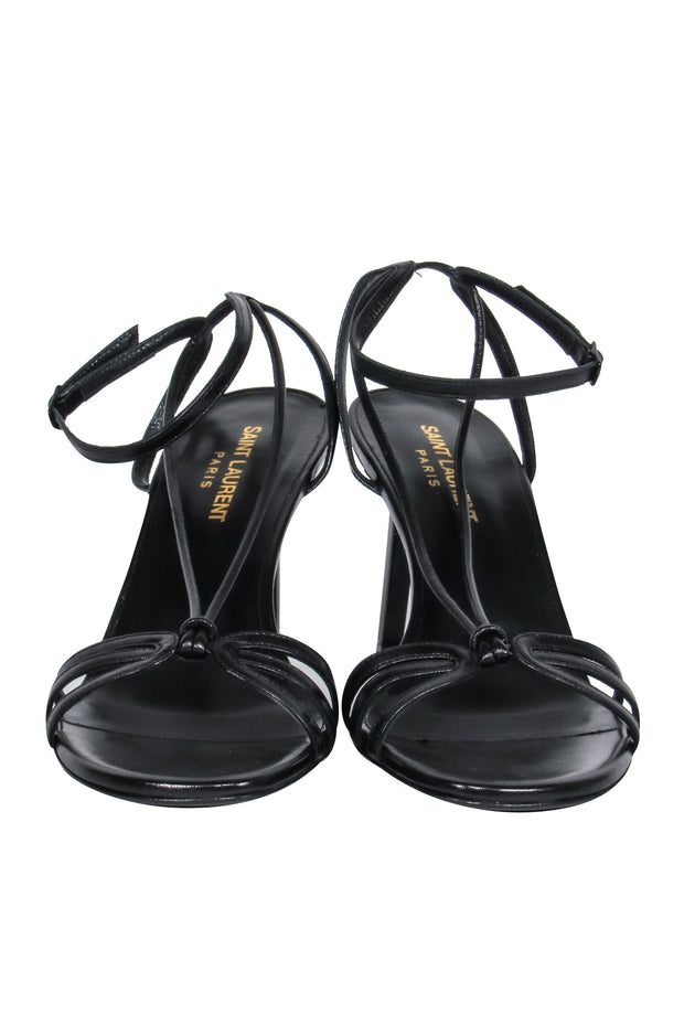 Current Boutique-Saint Laurent - Black Leather Strappy Heeled Sandals Sz 8