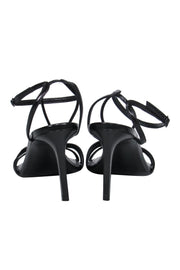 Current Boutique-Saint Laurent - Black Leather Strappy Heeled Sandals Sz 8
