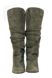 Current Boutique-Yves Saint Laurent - Olive Green Suede Tall Boots Sz 8.5