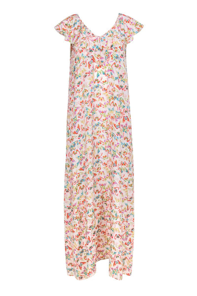 Current Boutique-Zadig & Voltaire - Cream Butterfly Print Silk Maxi Dress Sz M
