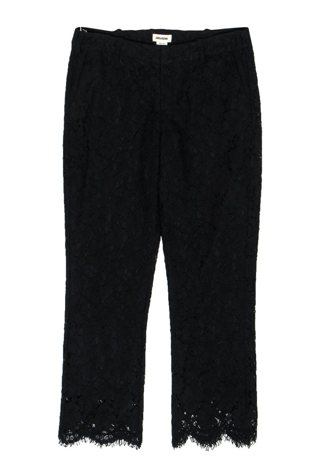 Current Boutique-Zadig & Voltaire - Black Floral Lace Straight Leg Trousers Sz 10