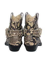 Current Boutique-Zimmermann - Beige Snakeskin Embossed Studded Western-Style Booties Sz 6.5