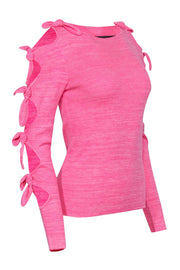 Current Boutique-Zoe Jordan - Hot Pink Heather Wool & Cashmere Blend Long Sleeve Pull-Over Sz M/L